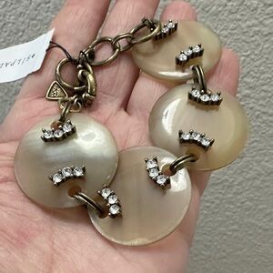 Silpada Tan and Gold  Bracelet with Crystal Accents and bronze hardware